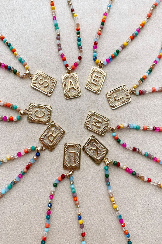 Beaded Raindow Letter Necklace